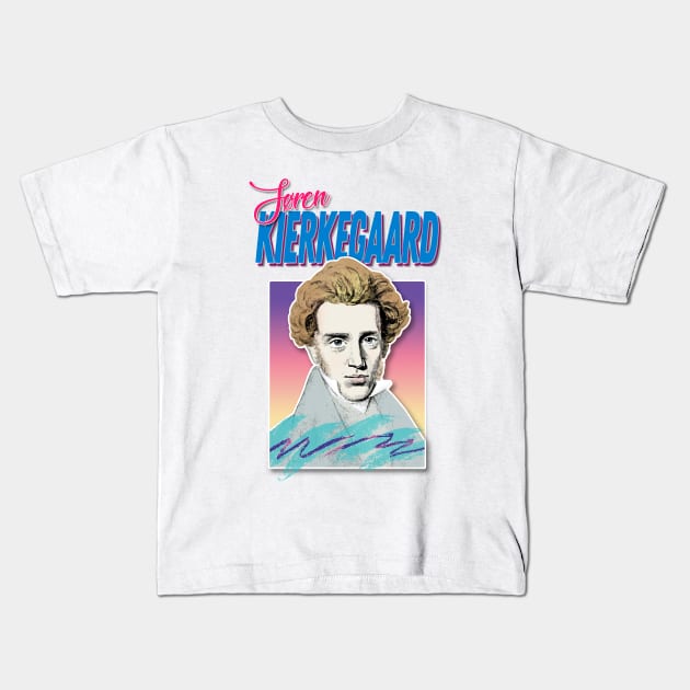 Søren Kierkegaard -  80s Styled Retro Nostalgia Graphic Design Kids T-Shirt by DankFutura